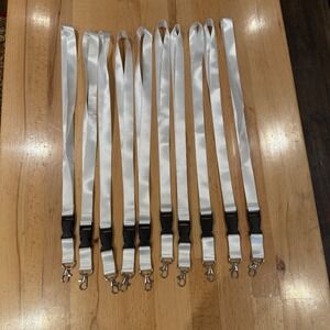 10 Pack White Lanyards with Detachable Buckle and Lobster Clasp for ID Badges